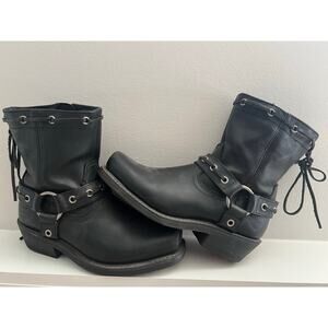 Harley Davidson Women's Motorcycle Boots Black Leather Zip Up Side Size 7.5 JL